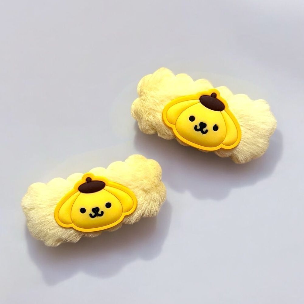 Pompompurin Yellow Furry Hair Clips Set Of 2